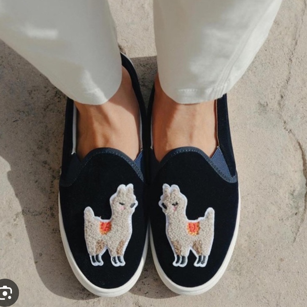 Soludos velvet llama slip on shoes